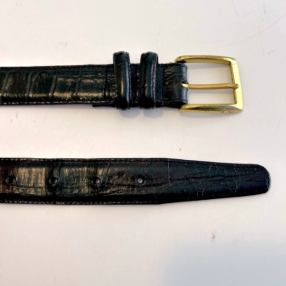 Brighton 32103 Black Embossed Leather  Alligator Men's Belt Size 34 Brass Buckle - Picture 7 of 12